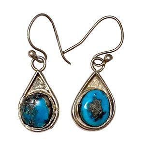 Native American vintage Turquoise Sterling Silver Dangle Earrings 925